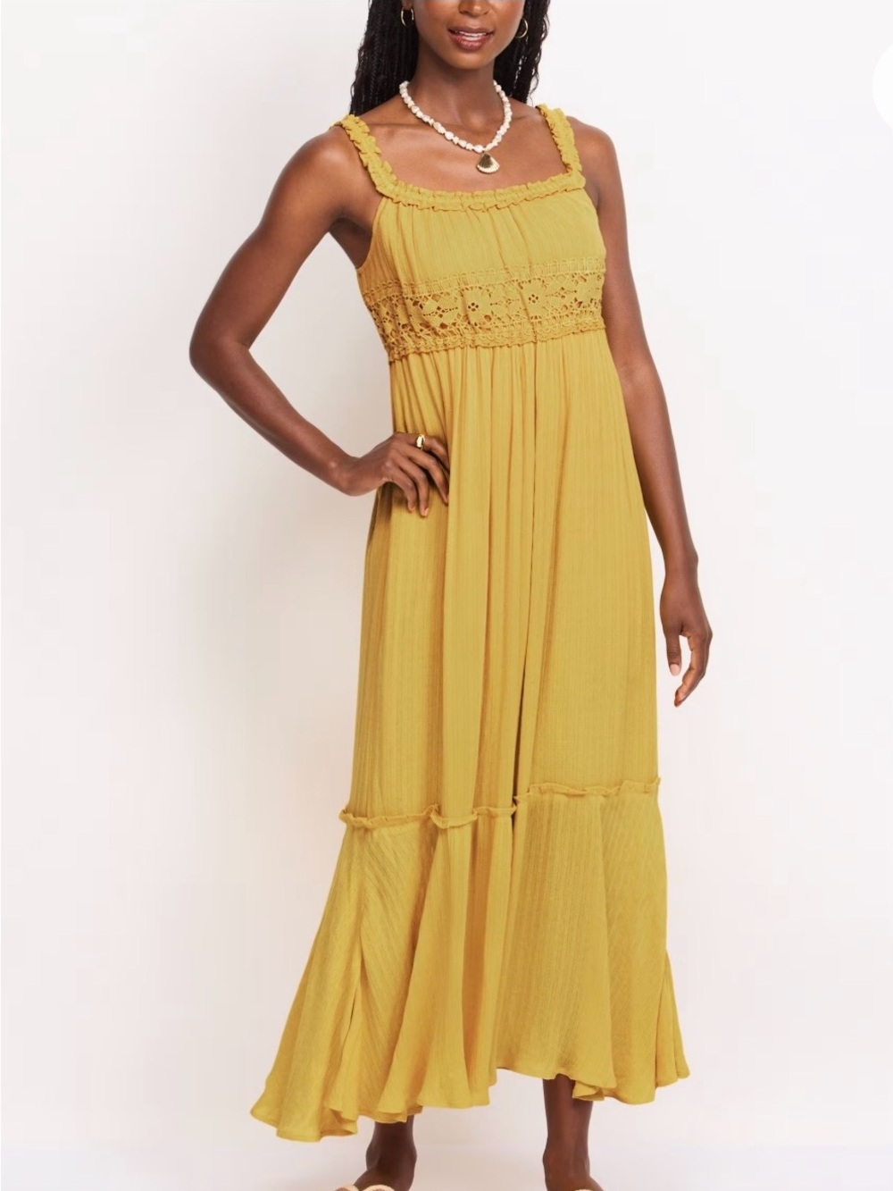 Dizzy Izzy NWT Mustard Crochet-Trim Maxi Dress - Women